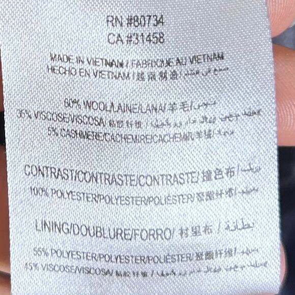 BCBG MaxAzria coat XS Pea Coat Military Ruffle Regal Royal Wool Spy Blue Trench - Picture 15 of 16